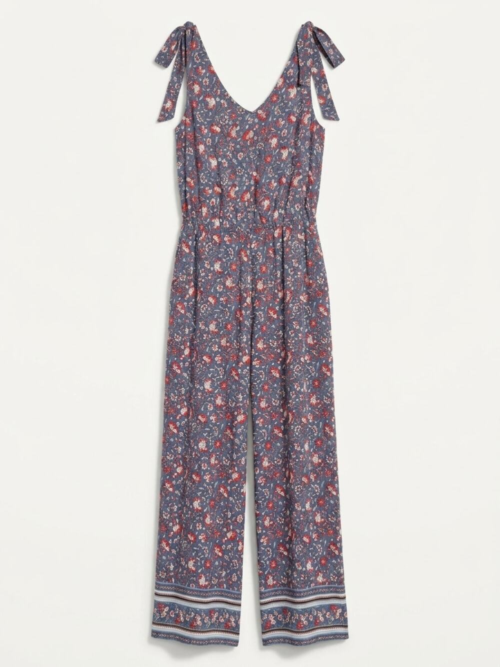 EN CRÈME PERIWINKLE BLUE w/ Floral Jumpsuit NWT LARGE